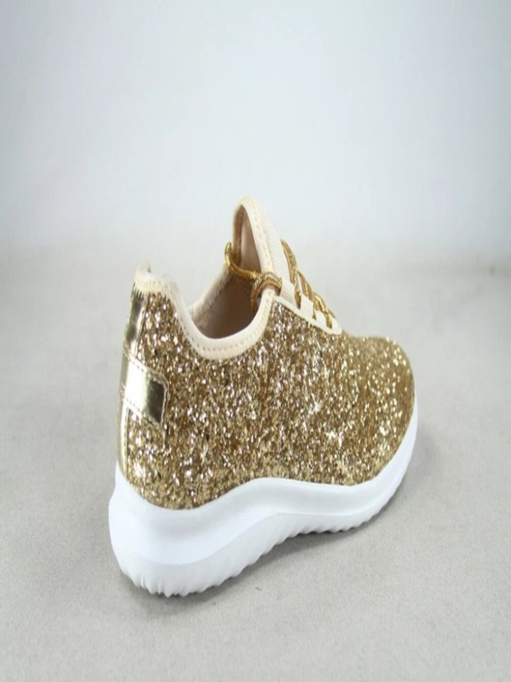 Women's Fashioin Glitter Sparkly Lightweight Metallic Tennis Sneaker Shoes - Picture 2 of 16